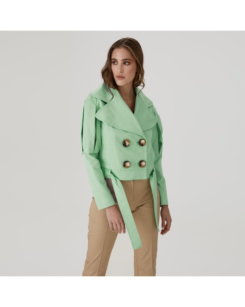 Lita Couture Green Statement Jacket With Oversized Lapels