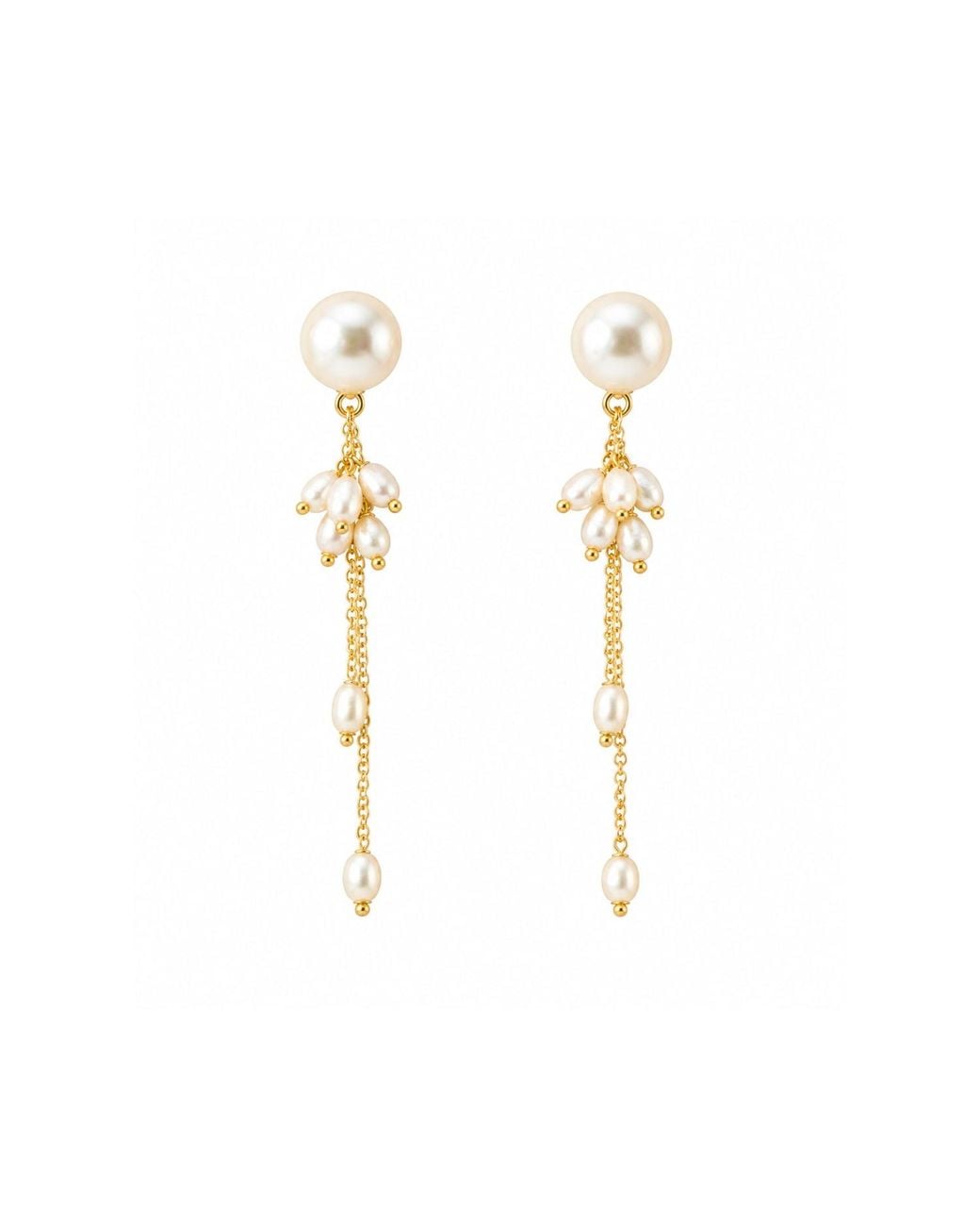 Lalinde Metallic Palm Pearl Drop Earrings