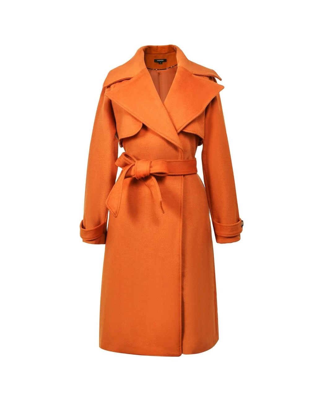 Smart and Joy Orange Shoulder Flaps Woolen Coat