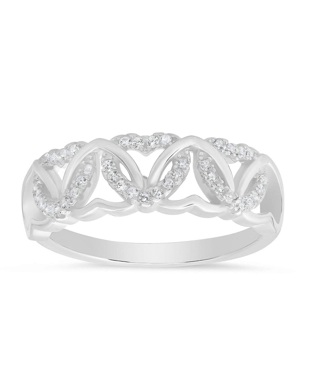 Kylie Harper Metallic Interlocking Hearts Diamond Cz Ring