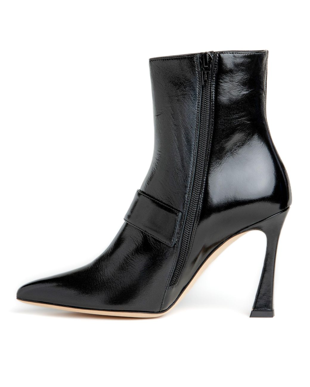 Beautiisoles by Robyn Shreiber Made in Italy Black Tammi Patent Leather Comfortable Ankle Bootie Valentine Evening Party