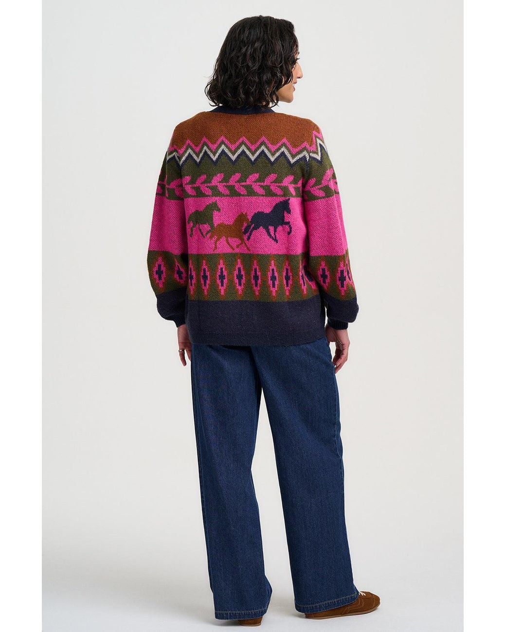 Sugarhill Red Yvette Cardigan Horses