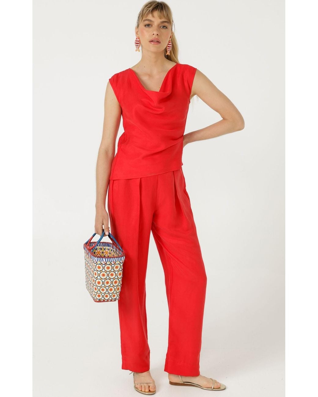 SACHA DRAKE Red Corfu Pant