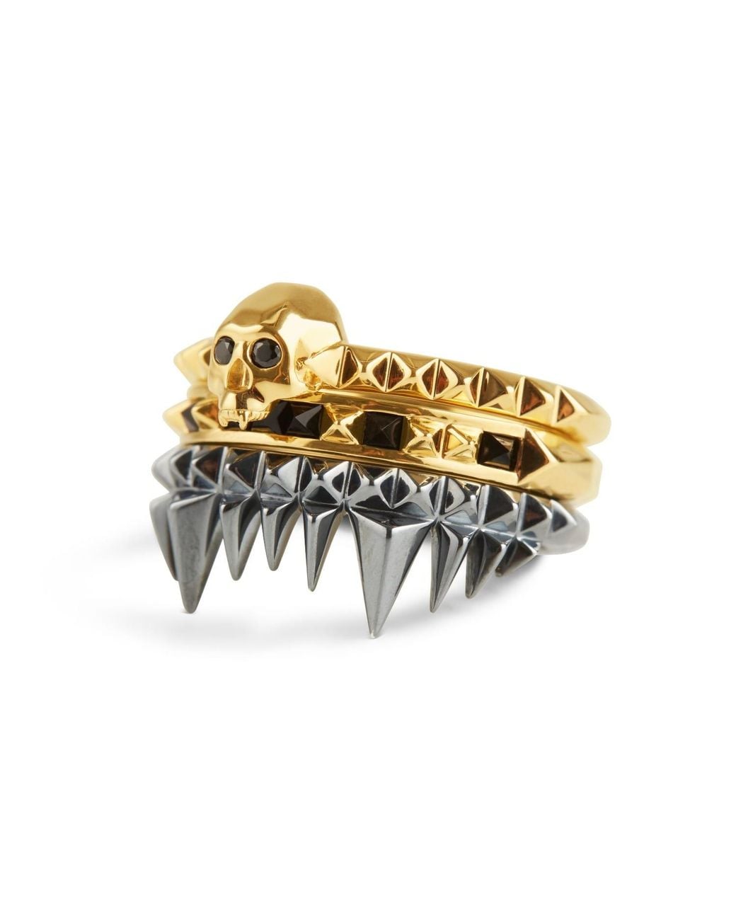 Kasun Metallic Onyx Set Crocodile Ring