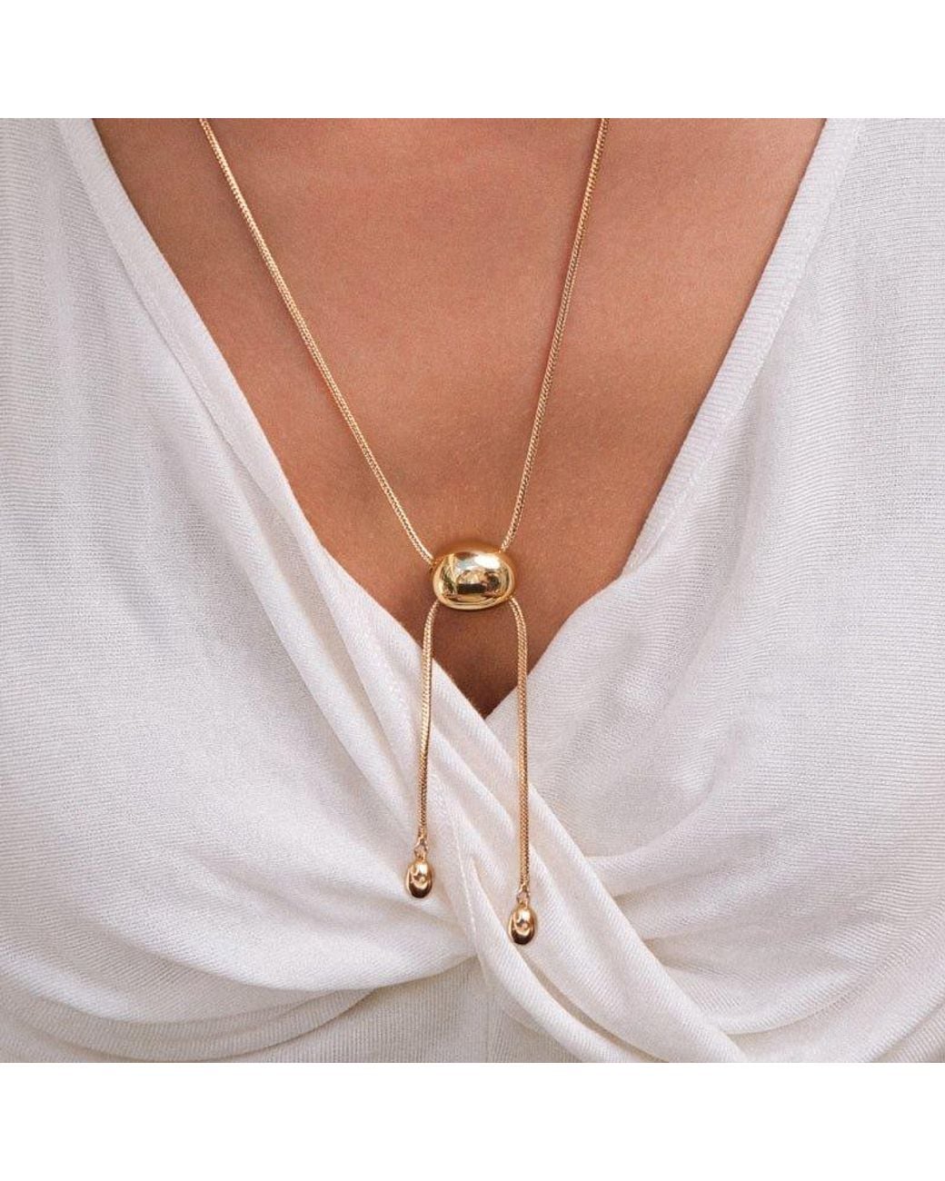 Lagomist Metallic Coffee Bean Lariat Necklace