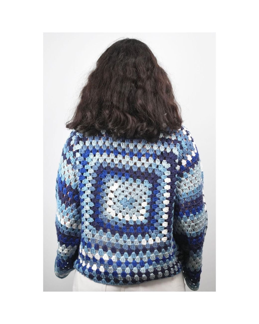 Ana Chic Blue Star Square Handmade Crochet Jumper