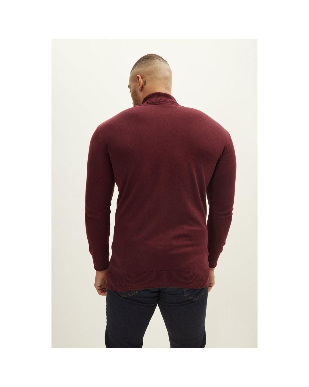 Ron Tomson Purple Roll Neck Knit Sweater for men