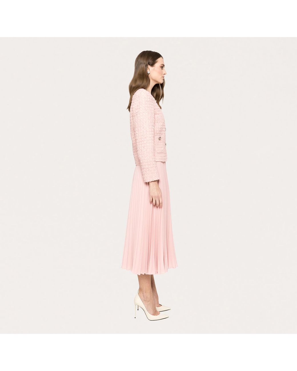 Nissa Pink Bouclé Suit Jacket