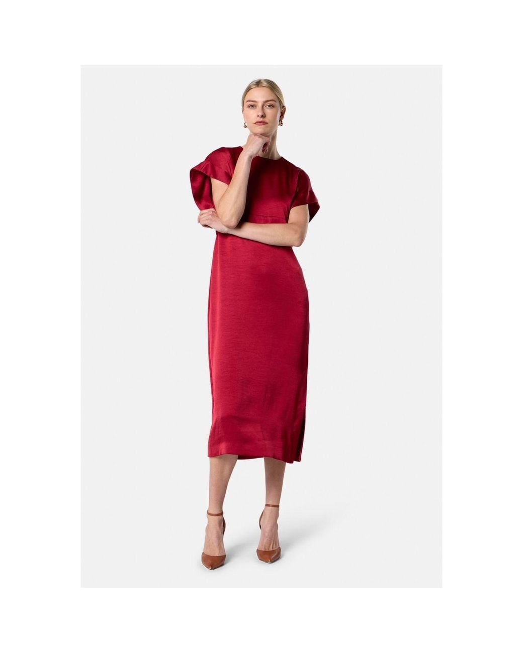 Helen Mcalinden Red Shiv Ruby Satin Dress