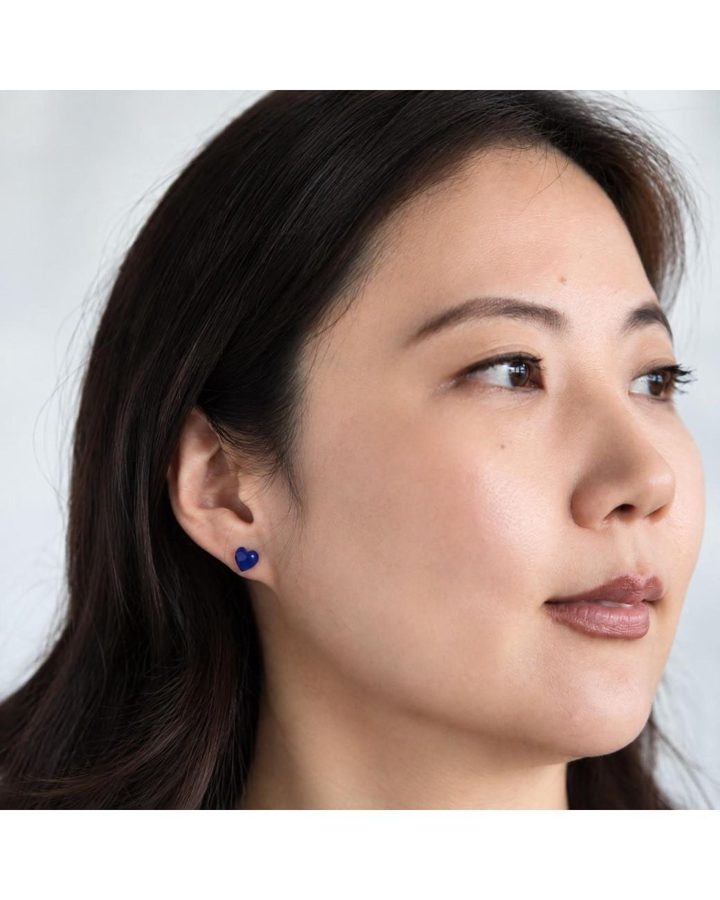 Heather Hawkins Jewelry Blue Lapis Lazuli Tiny Heart Gemstone Stud Earrings