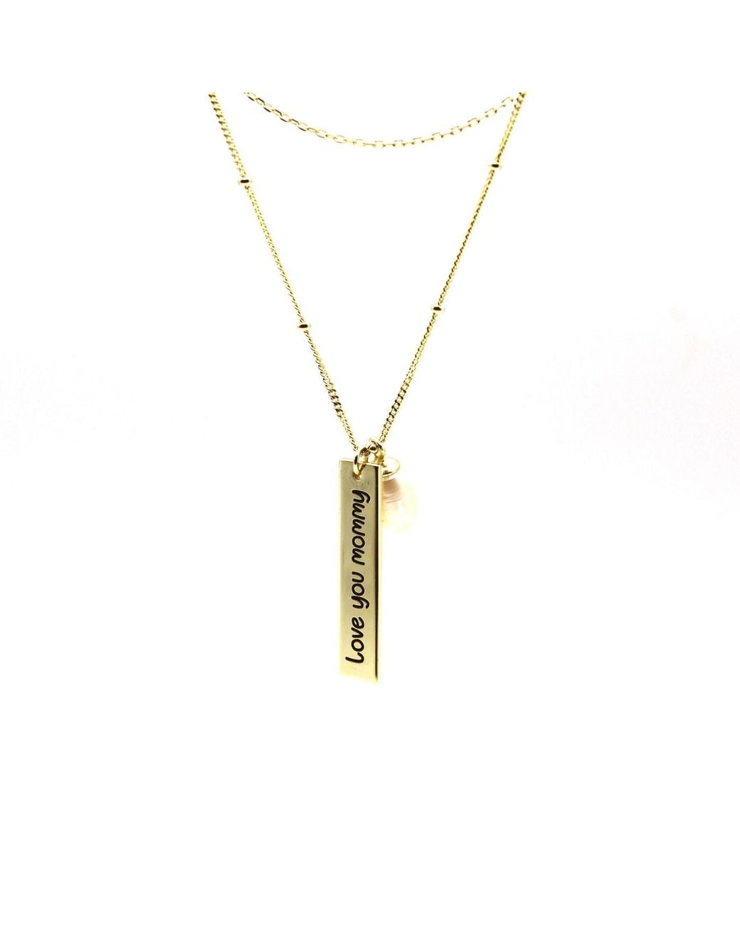 VicStoneNYC Fine Jewelry Metallic Love You Mommy Pearl Necklace