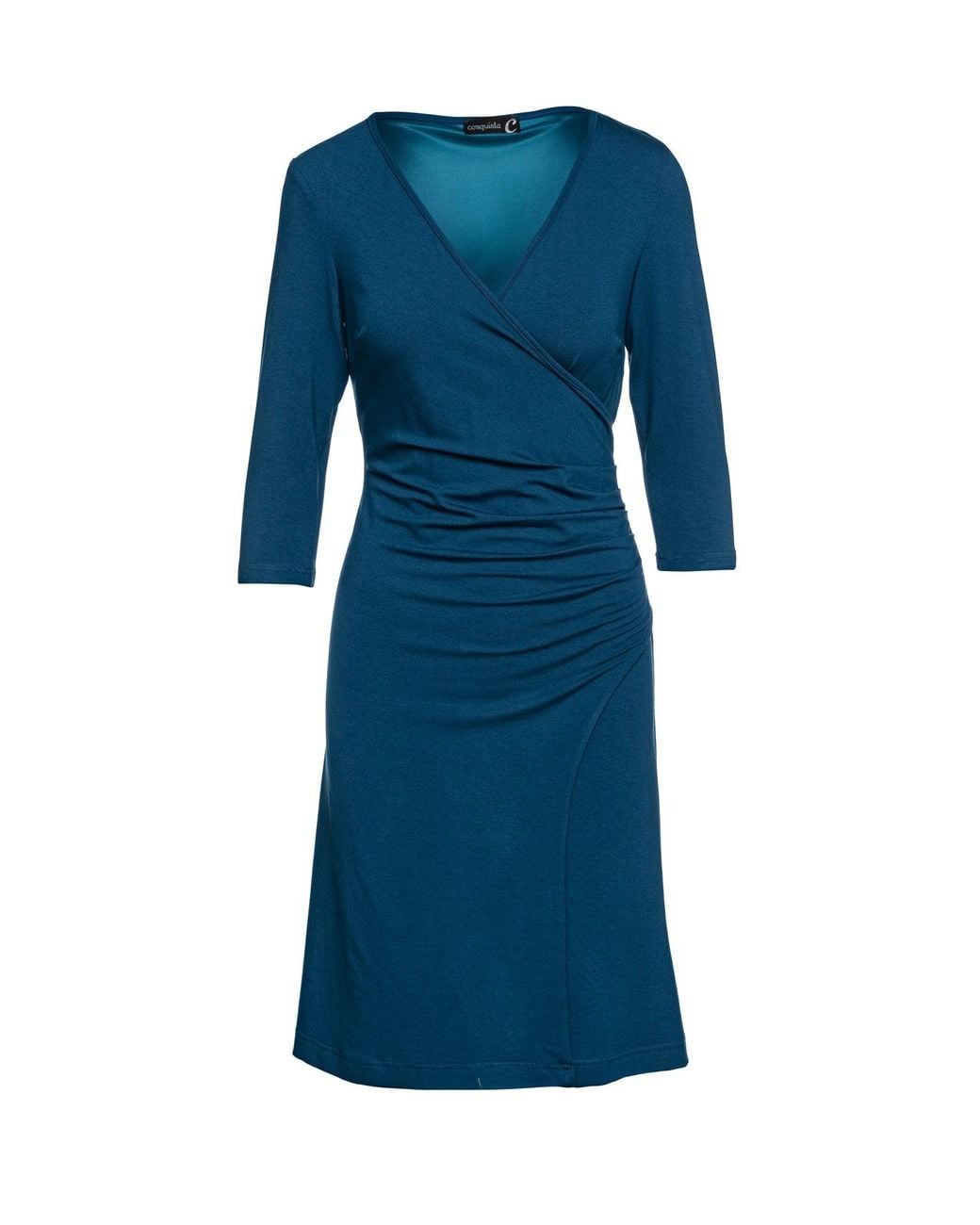 Conquista Blue Faux Wrap Dress