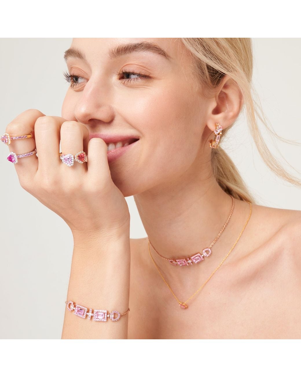 Juvetti Pink Rose Ciceris Rose Bracelet Sapphire & Diamond