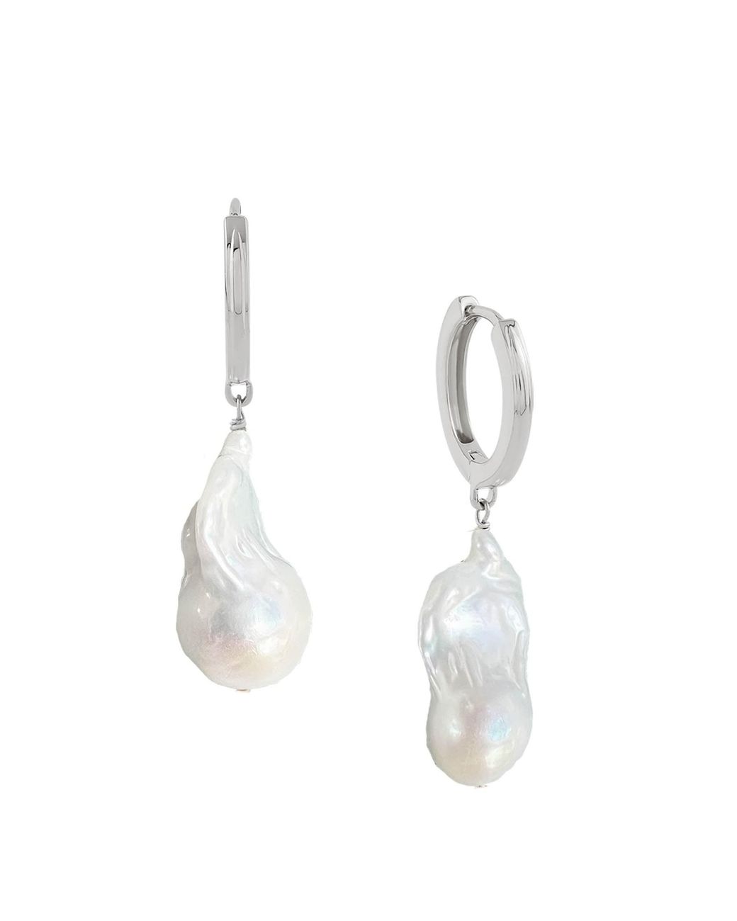 Astor & Orion White Baroque Pearl Huggies Sterling