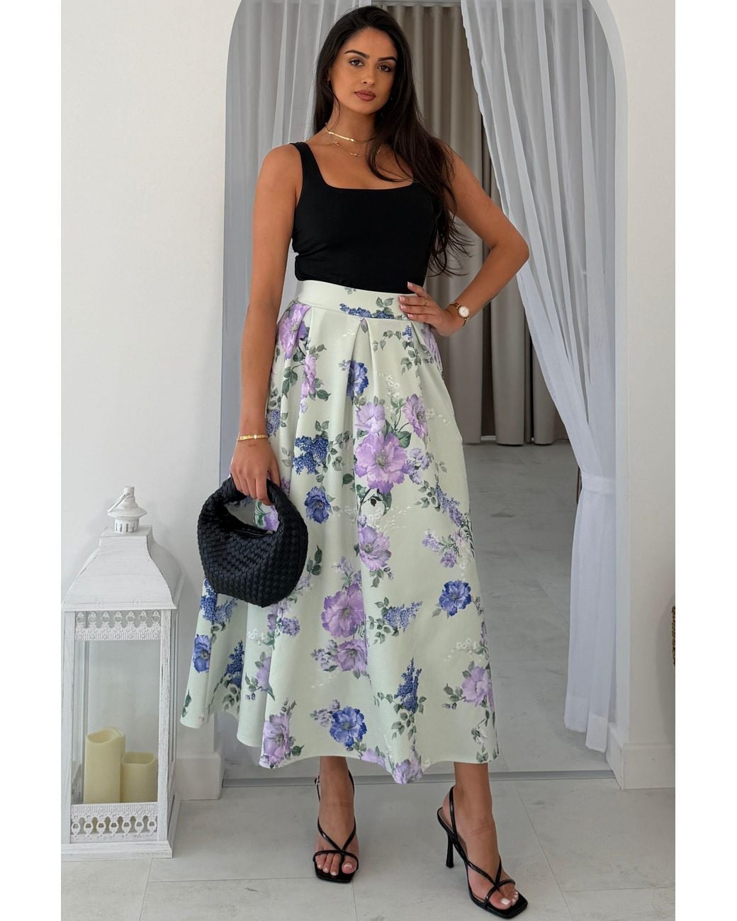 Girl In Mind Blue Kristen Midi Skater Skirt