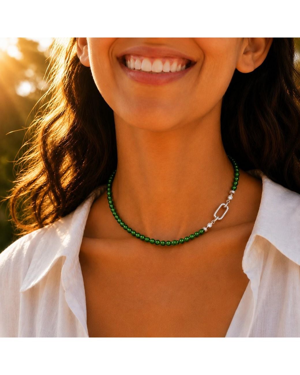 Ormiro Metallic Sylva Chardonnay Beaded Necklace