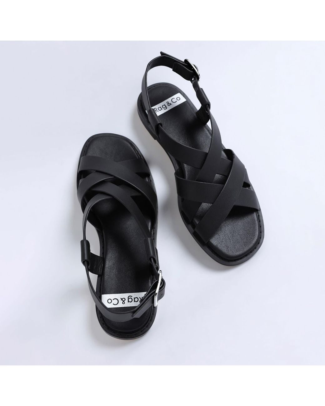 Rag & Co Blue Kapaka Real Leather Flat Gladiator Sandals