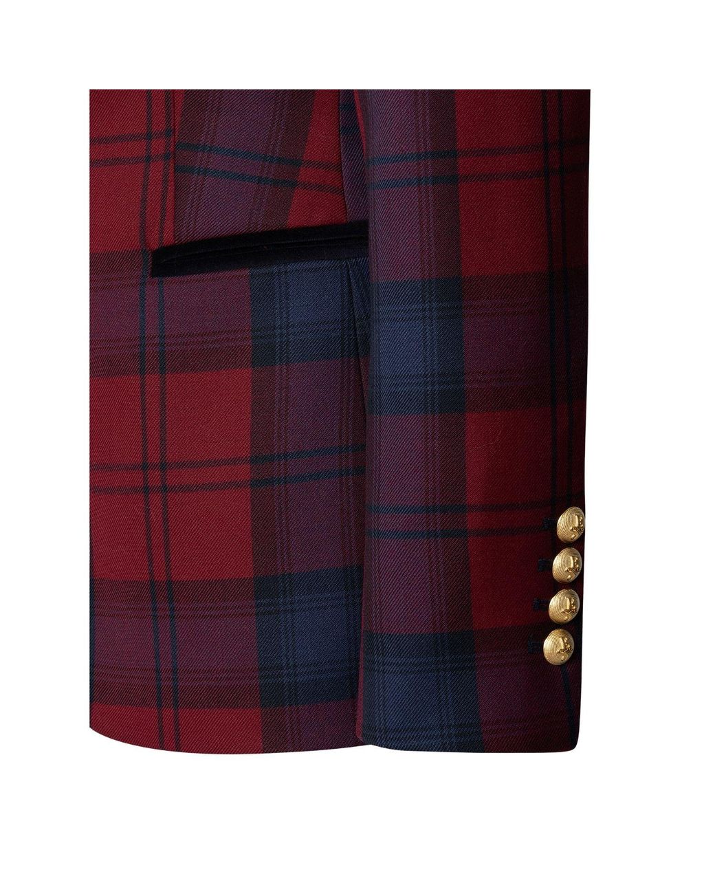 The Extreme Collection Red Checked Blazer With Velvet Lapel Douglas