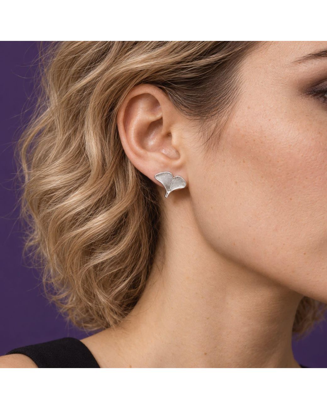 Yieon Gray Ginkgo Fine Filigree Stud Earrings