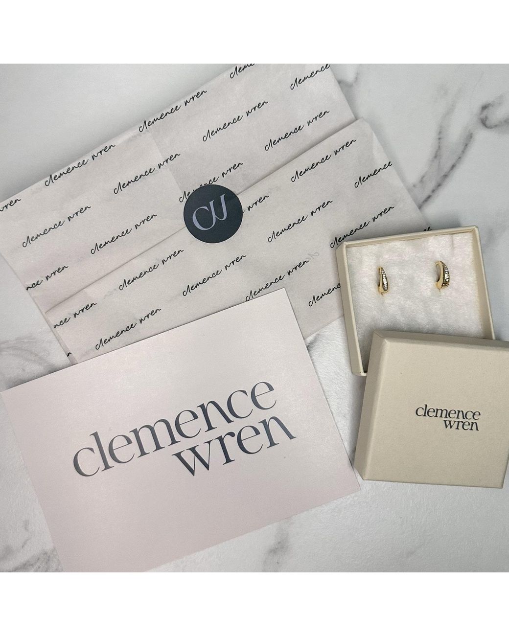 Clemence Wren Metallic Art Deco Gemstone Fan Charm Huggie Earrings