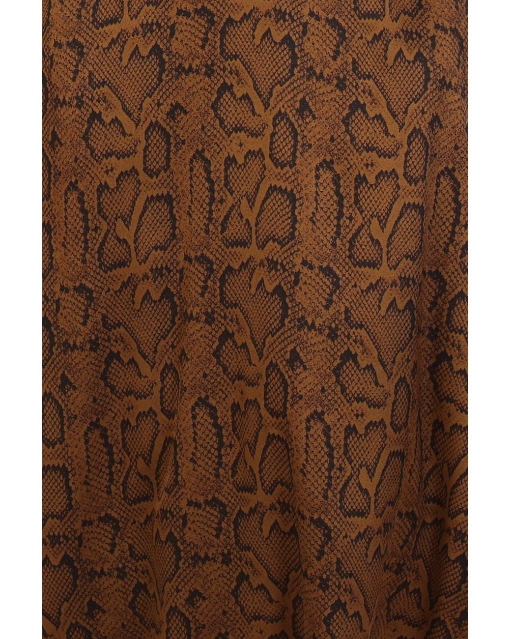 Traffic People Brown The Reimagined And Snakeskin Print Frida Midi Dress