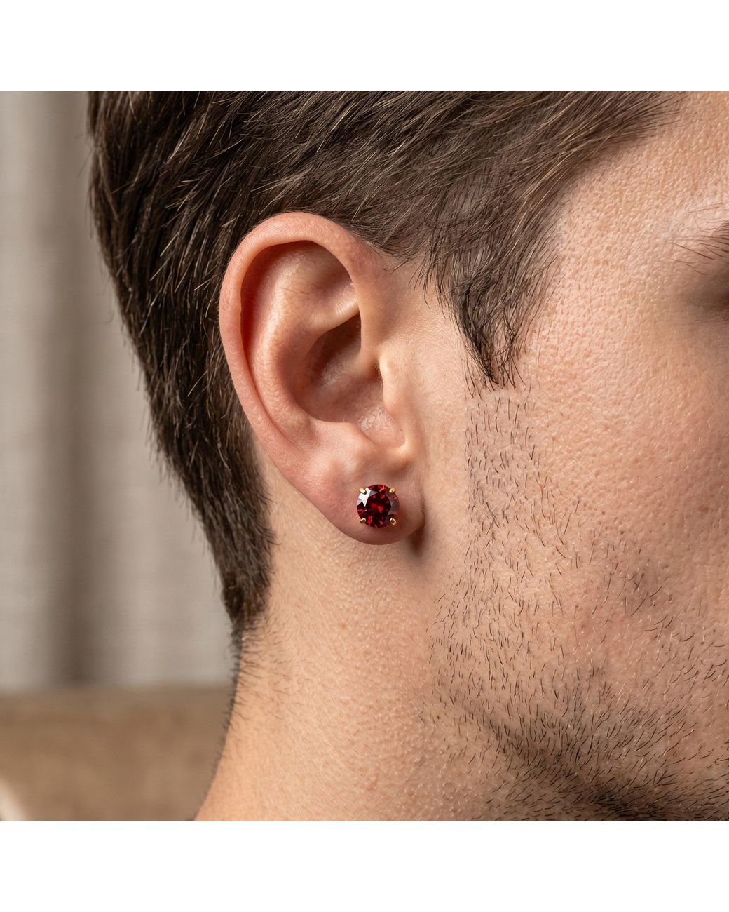 Spero London Red 9Ct Garnet Stud Earrings