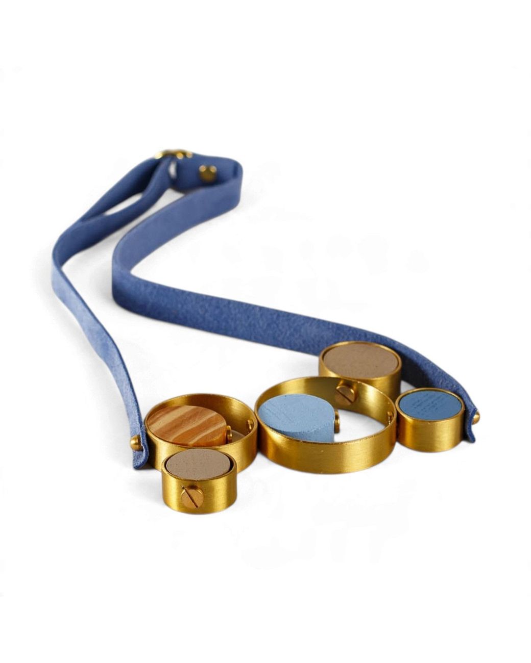 Svetlana Vukov Blue Neutrals&Wood Five Orbits Necklace