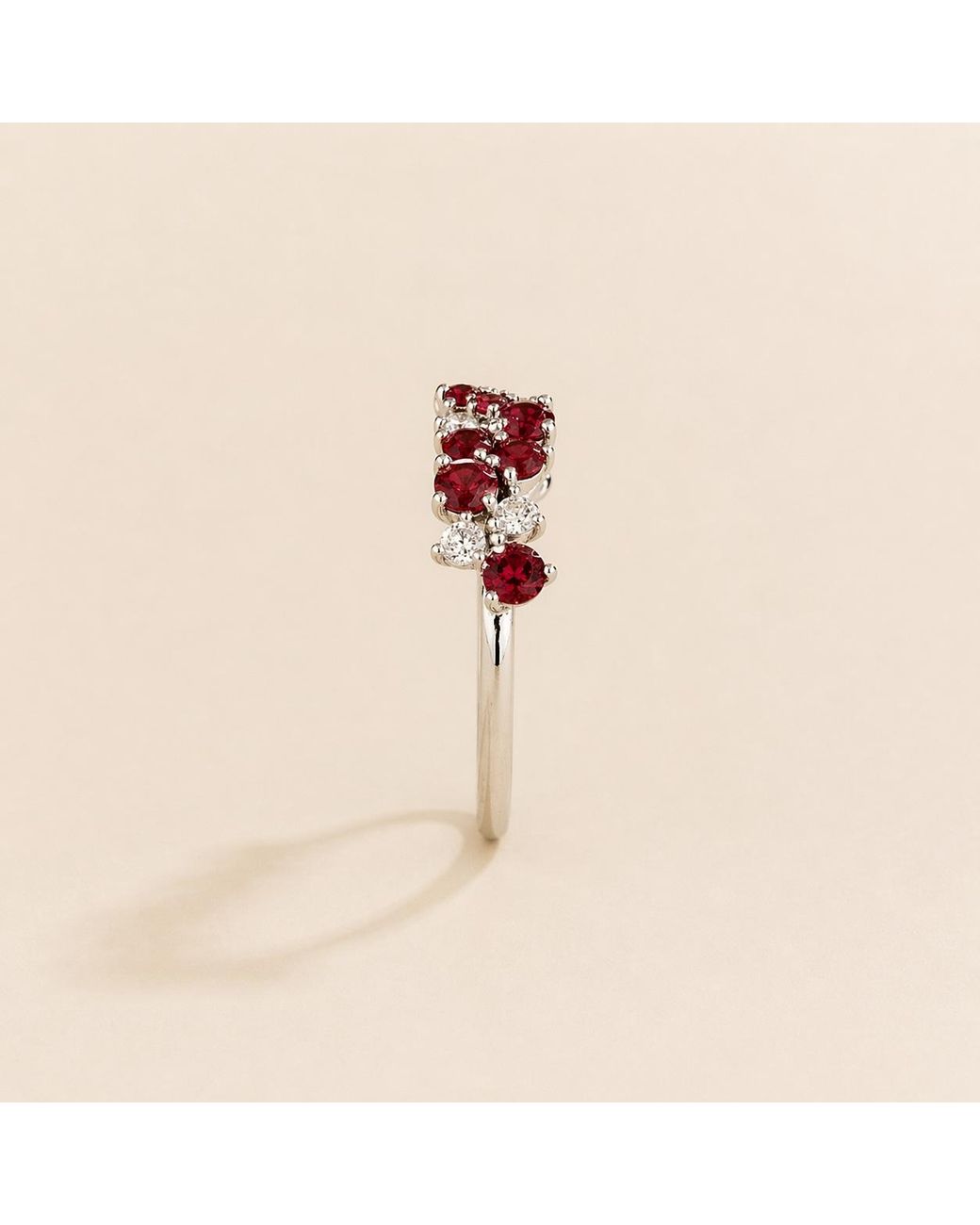 Juvetti Red Starry Ruby & Diamond Cluster Ring
