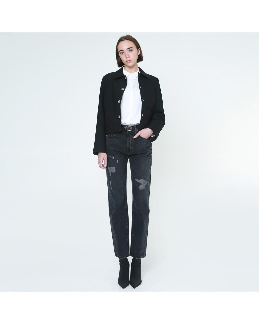NOEND Blue Slacker Low Rise Relaxed Straight