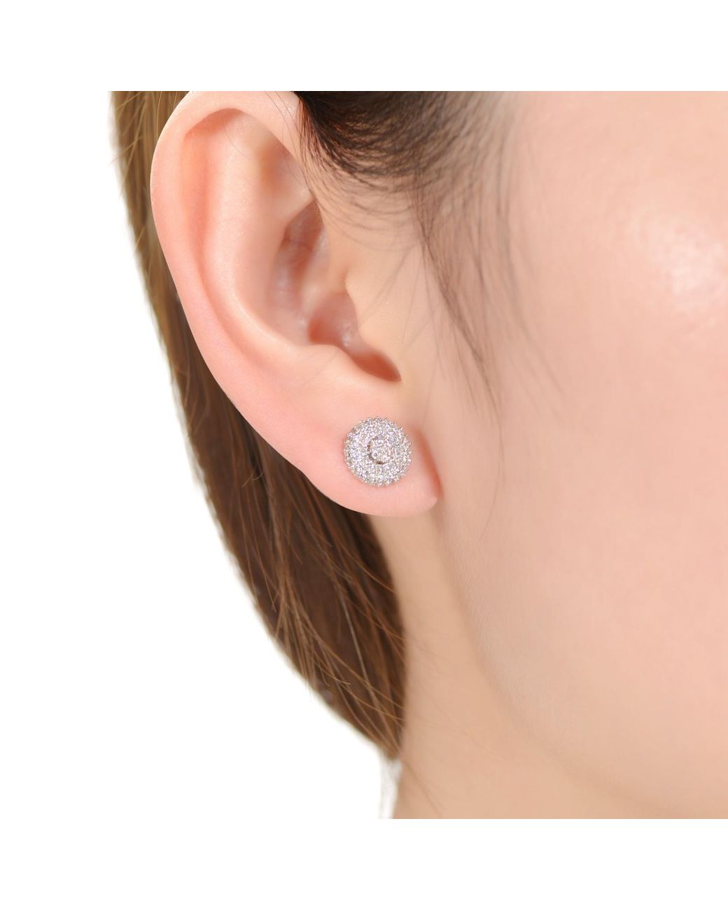 Genevive Jewelry Metallic Rachel Glauber Plated With Cubic Zirconia Concentric Cluster Round Stud Earrings