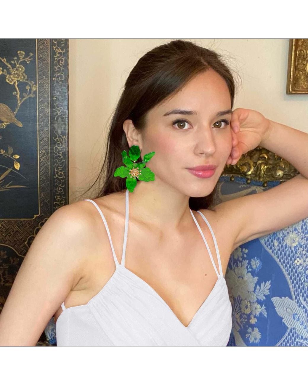 Michael Nash Jewelry Green Aurelia Bright Floral Resin Drop Earrings