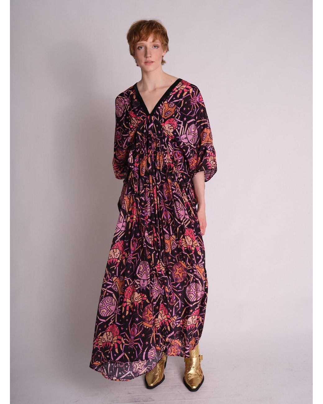 Any Old Iron Purple Spiders From Mars Kaftan Dress
