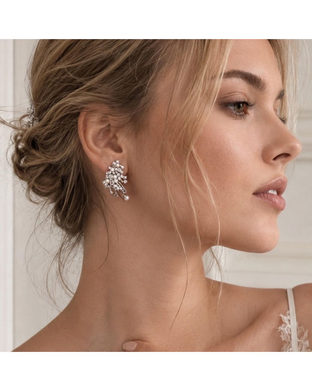 Ninemoo Metallic Celeste Radiance Pearl Earrings