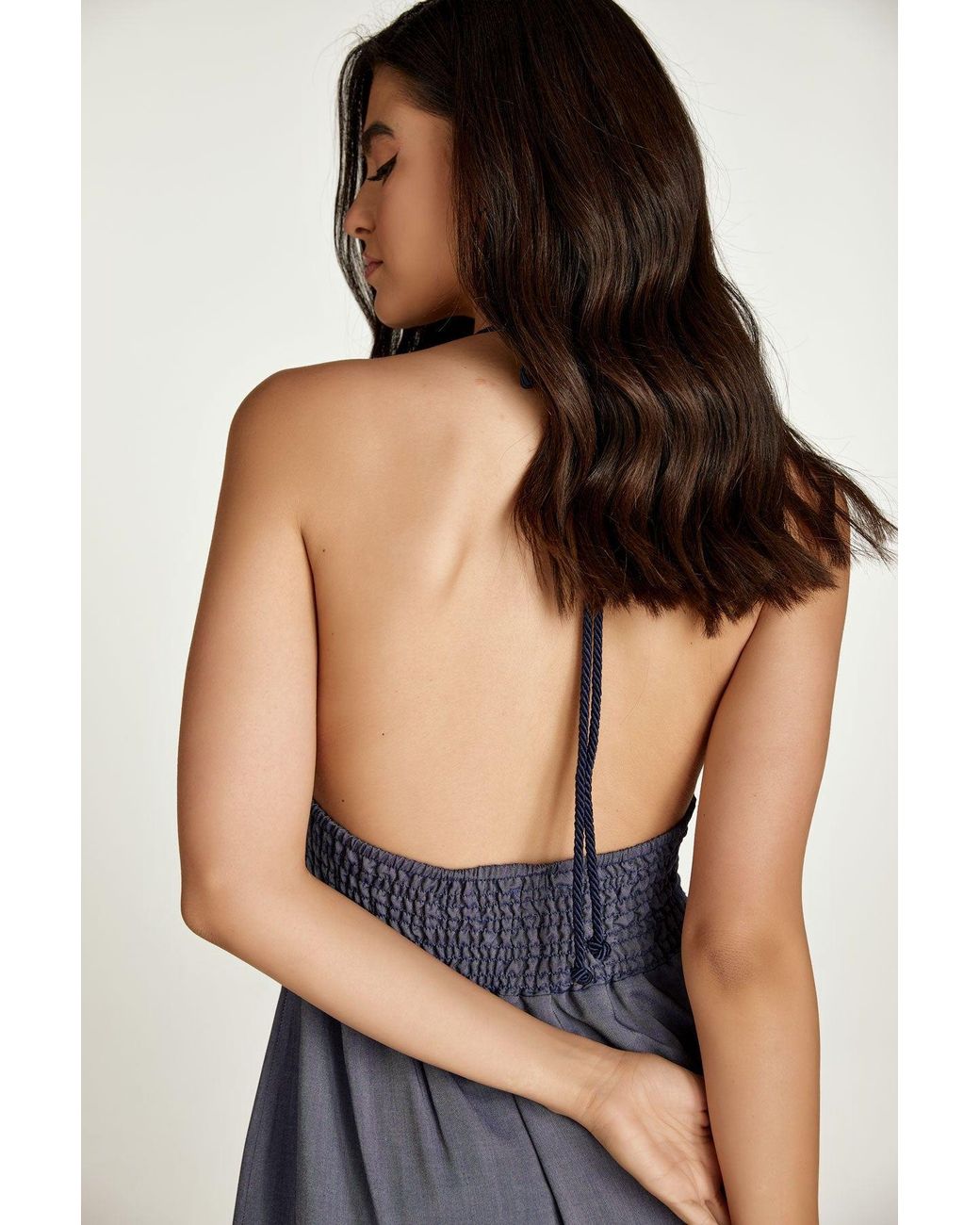Conquista Blue Denim Style Empire Line Mini Dress