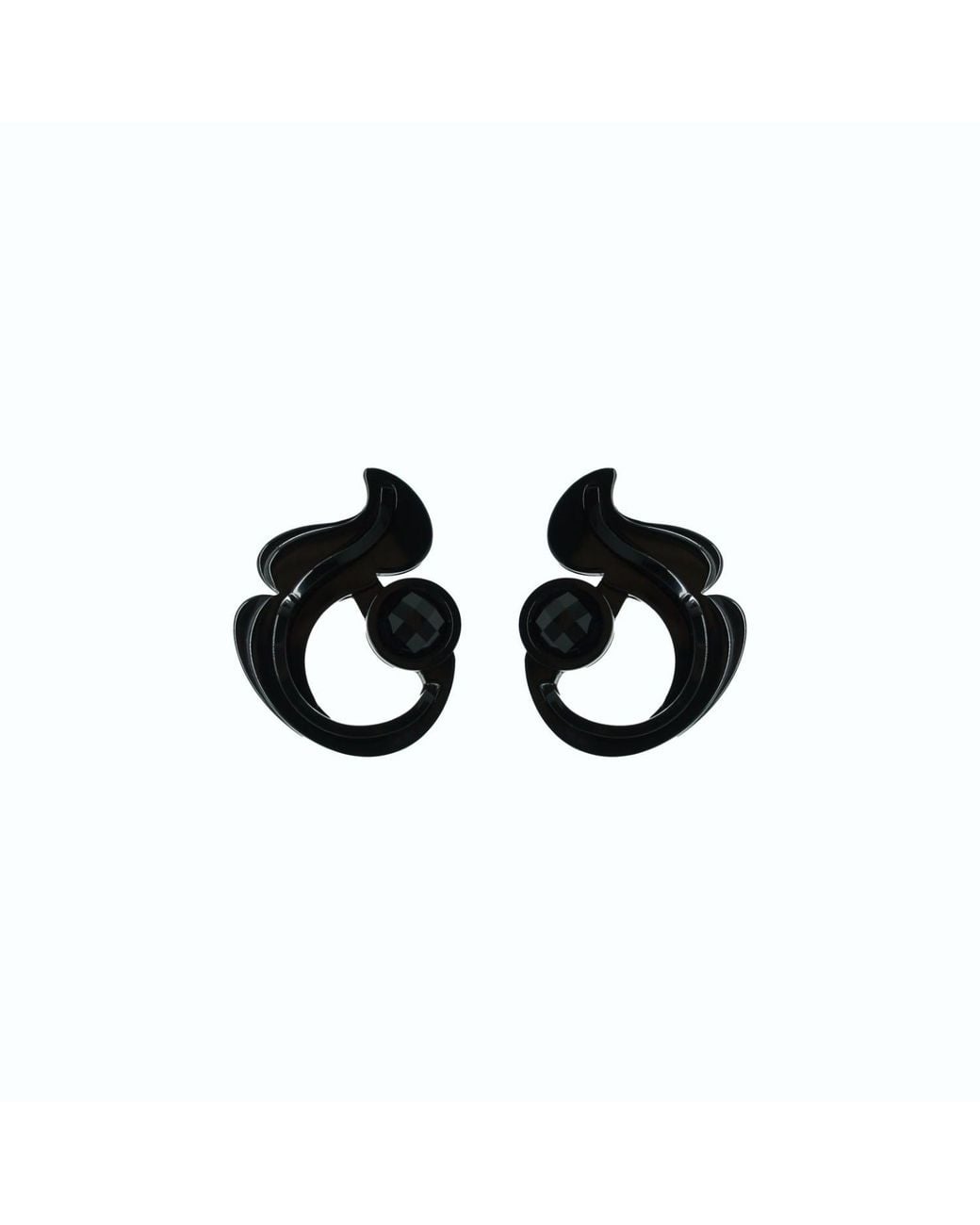 Gissa Bicalho Black Handmade Acrylic Earring Petals And Stone