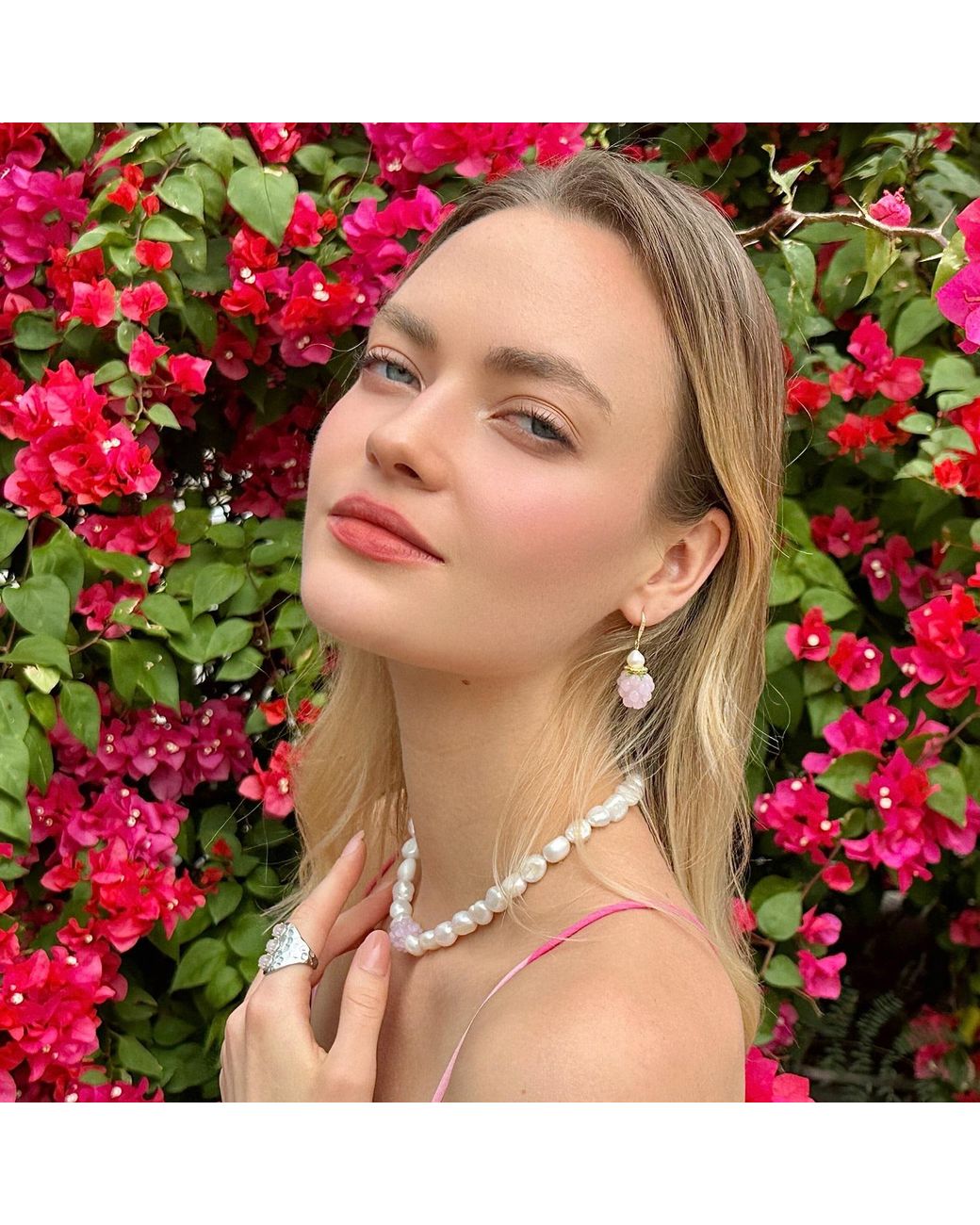 Farra Pink Raspberry With Freshwater Pearls Earrings