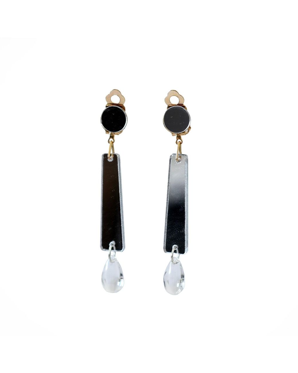 Laura Daili Blue Neutrals Luminous Geometry Clip On Earrings