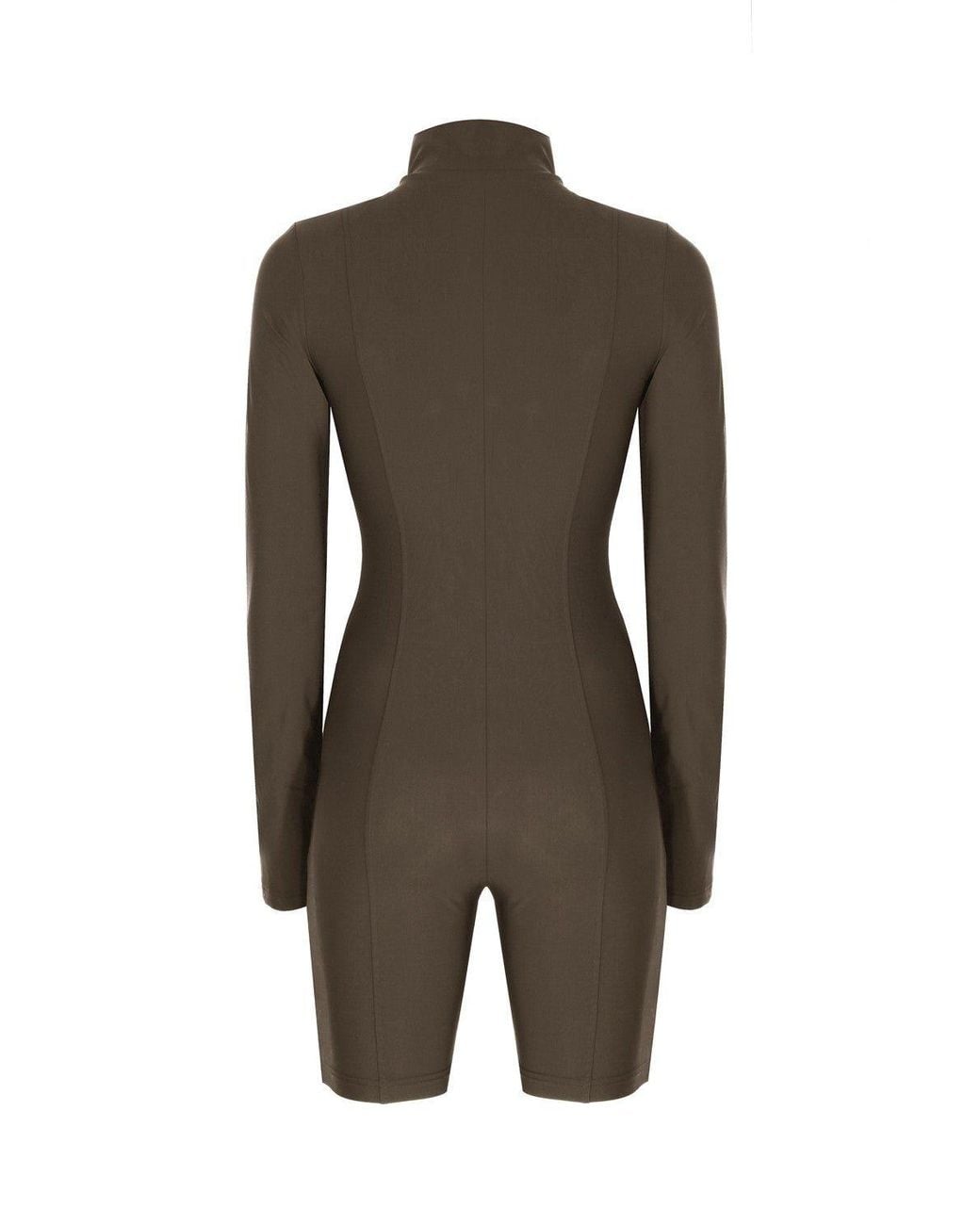 No'design Green Zip-Up Short Khaki Jumpsuit