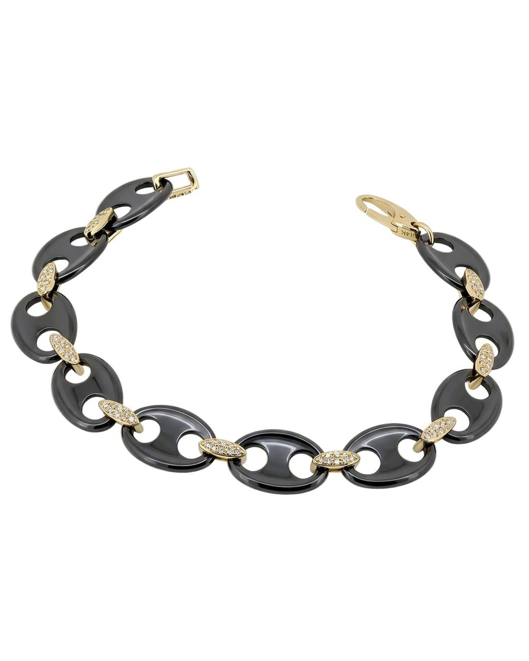 Artisan Metallic 14K Ceramic & Diamond Link Bracelet