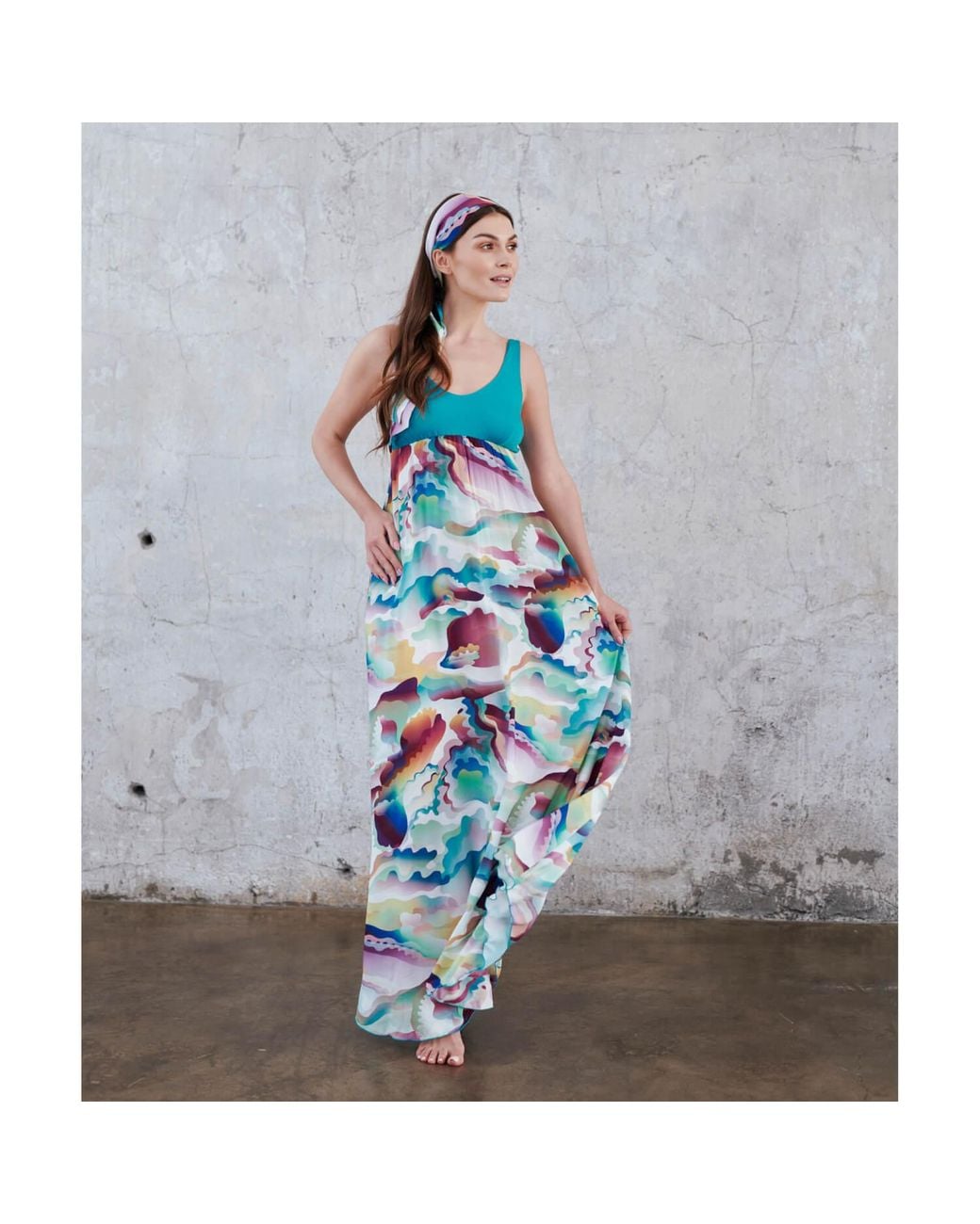 Oh!Zuza Blue Long Flowy Ecovero Viscose Dress