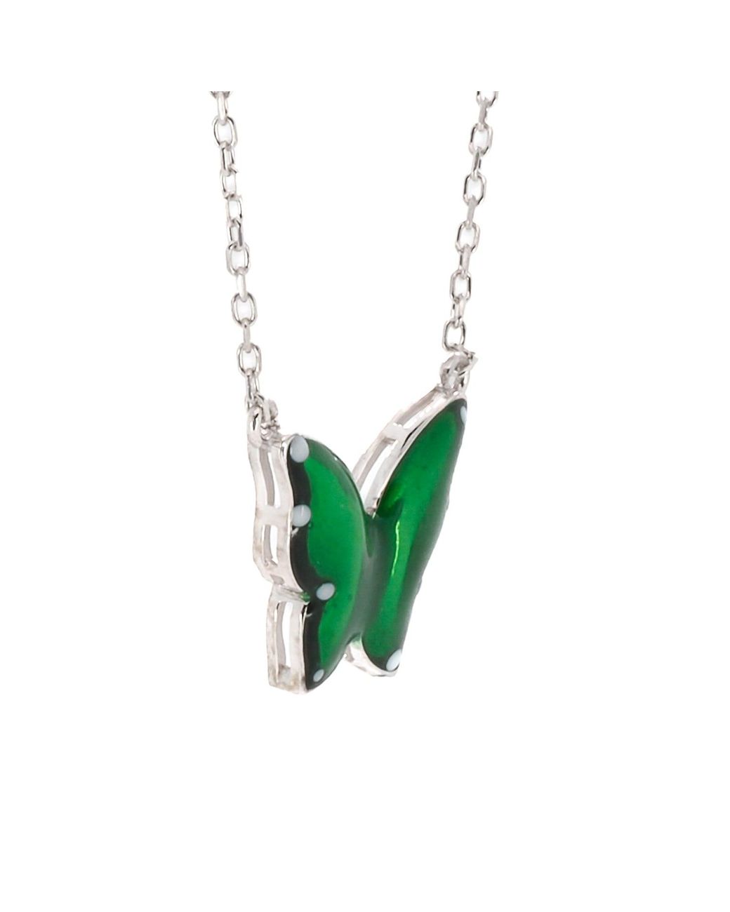 Ebru Jewelry Green Abundance Enamel Butterfly Necklace