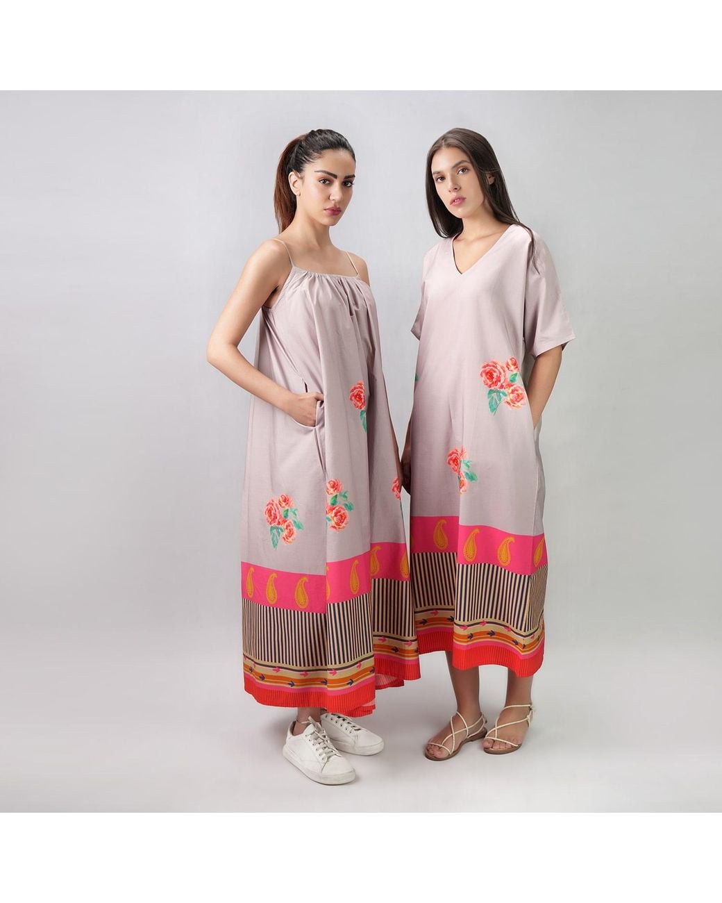 DHARA SHETH DUBAI Red The Floral Archive Rose Print Spaghetti Strap Maxi Dress