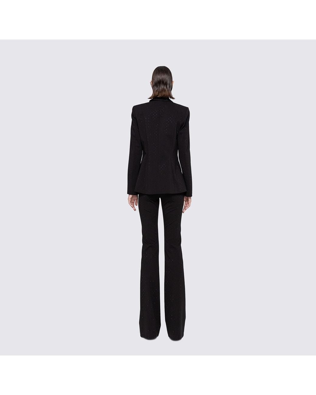 Nissa Black Crystal-Embellished Fitted Blazer