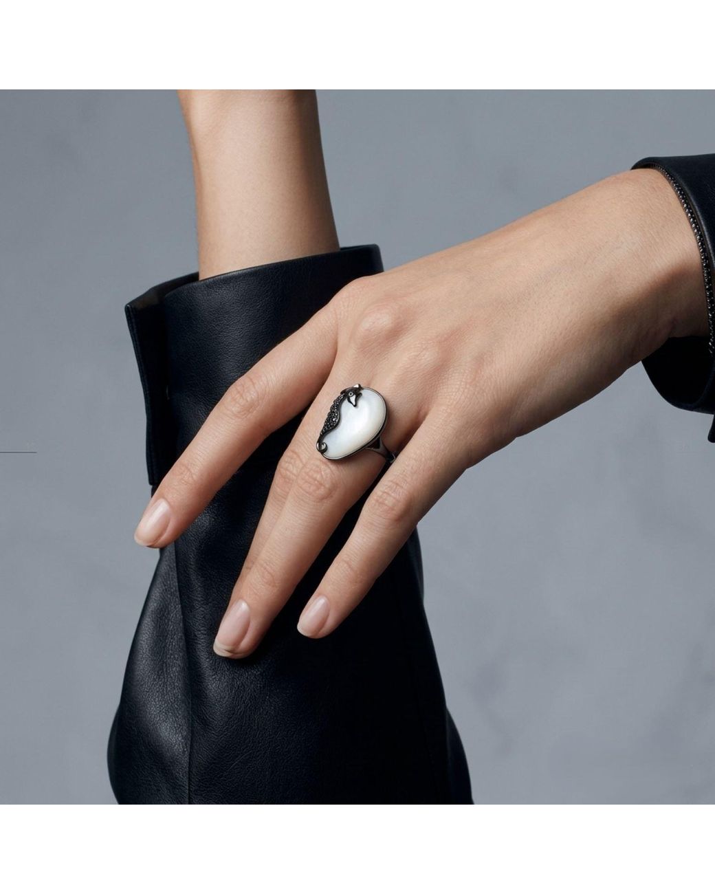 Bellus Domina Metallic Adjustable Seahorse Cocktail Ring