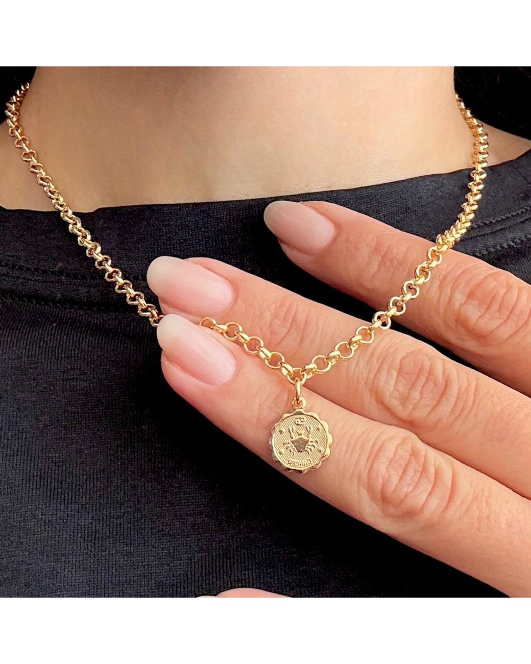 Alexie of Athens Metallic Leo Zodiac Mini Medallion Chain Necklace