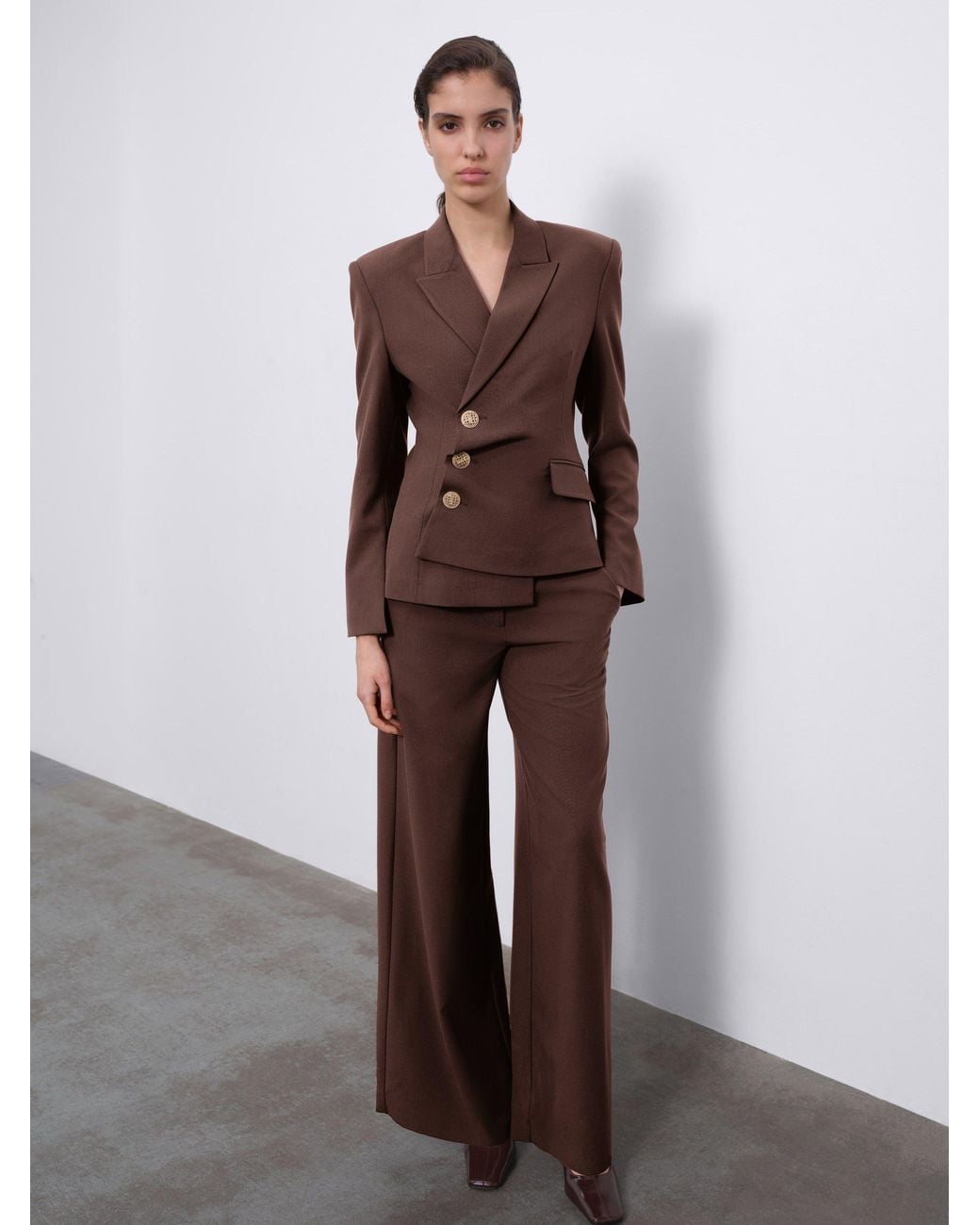 Sélone Brown Oris Asymmetric Tailored Blazer Chocolate