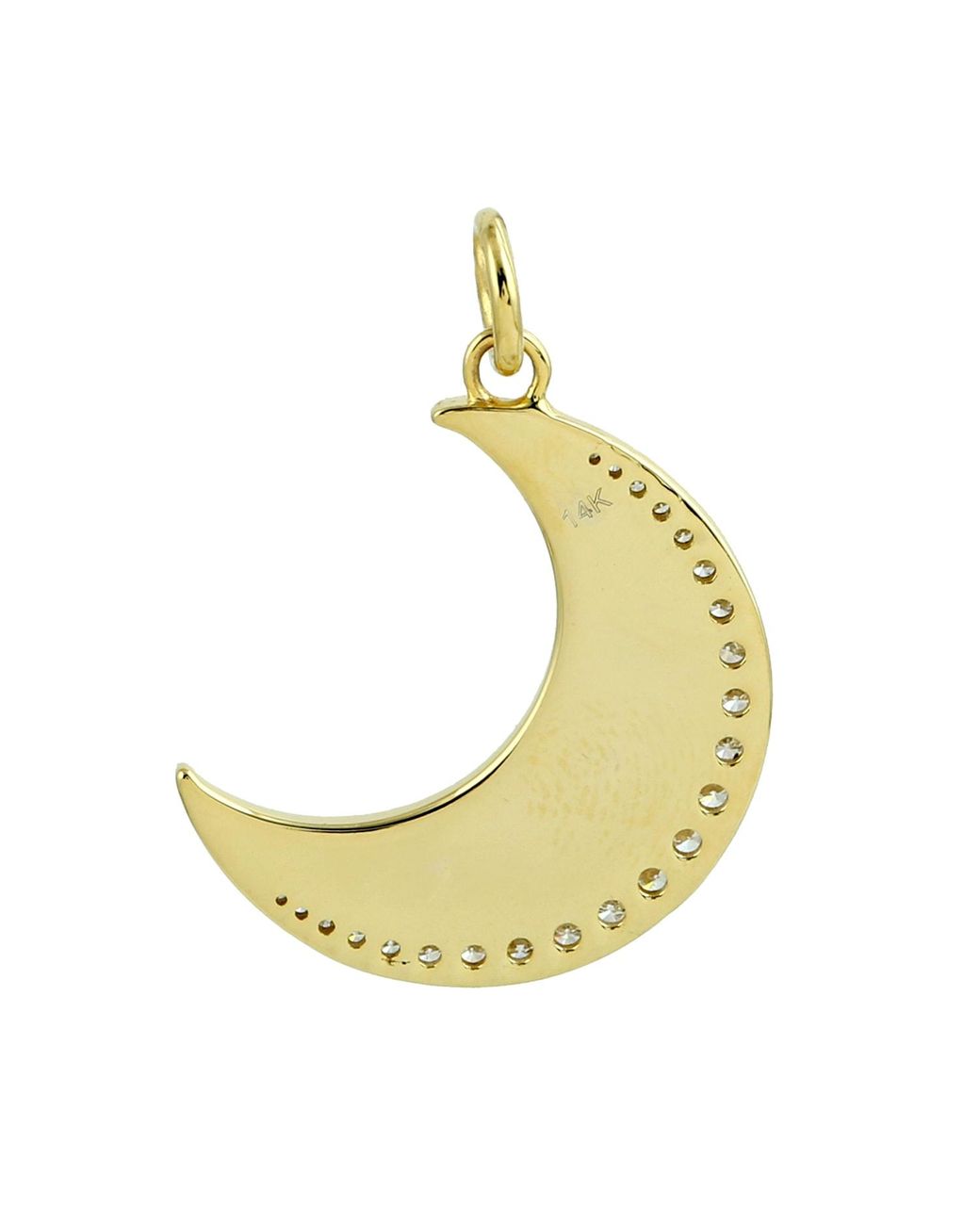 Artisan Red 14K Enamel Crescent Moon Diamond Pendant