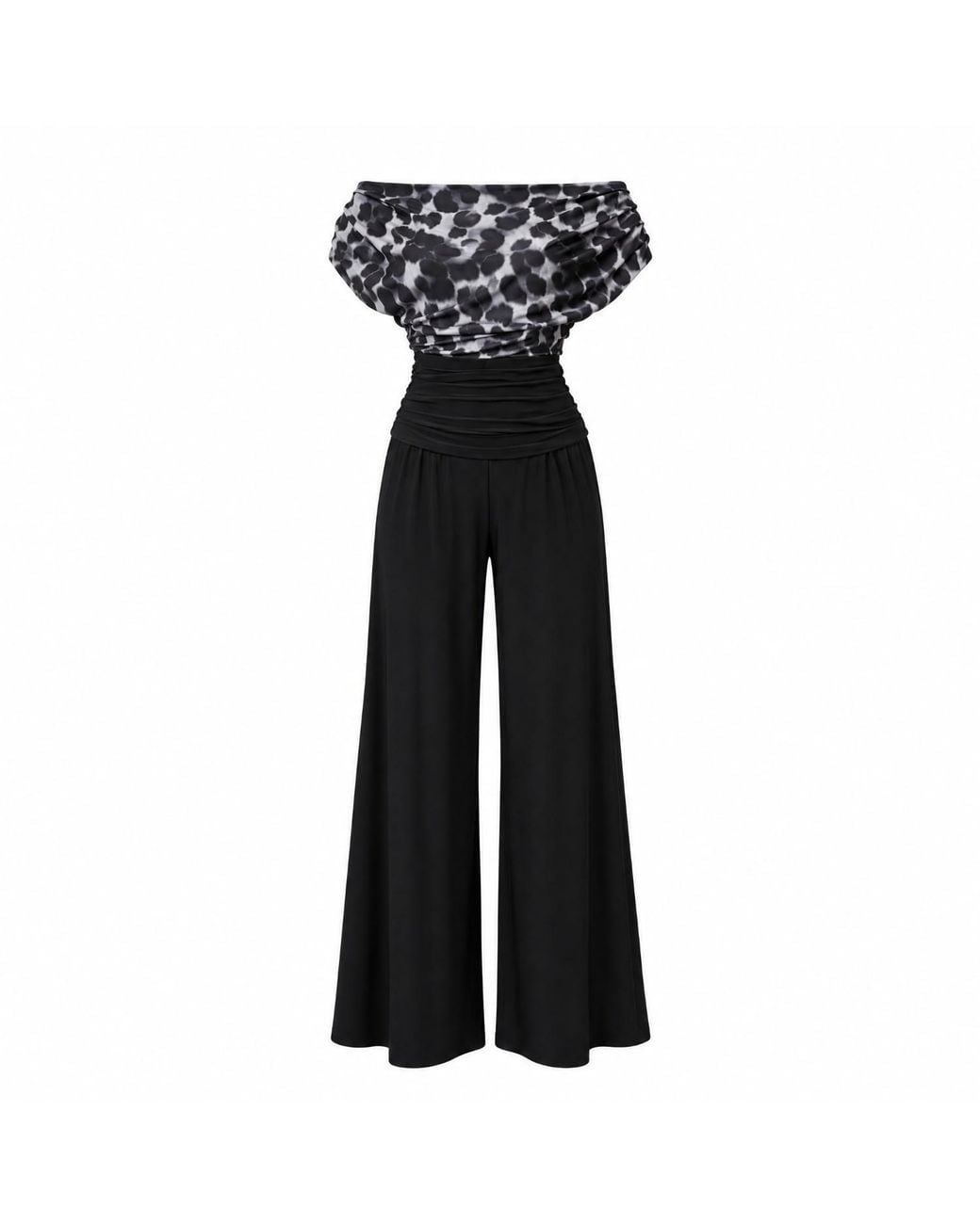Atom Label Black Carbon Bardot Wide Leg Jumpsuit