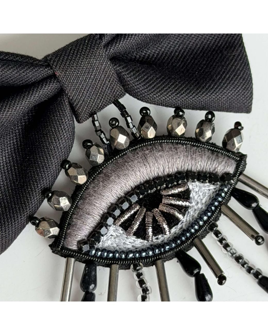 VETKA Black Eye Brooch With Bow – Obsidian Charm