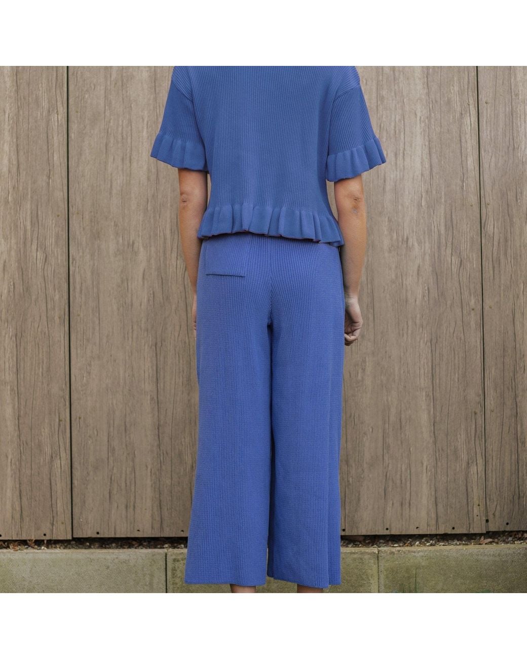 Cara & The Sky Blue Martha Wide Leg Co Ord Knitted Trousers